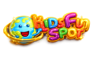 colorful kidsfunspot logo with earth character